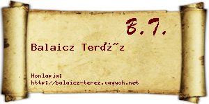 Balaicz Teréz névjegykártya